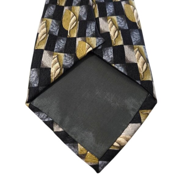 Manzoni Leaf Print Italian Silk Tie - Picture 3 of 7
